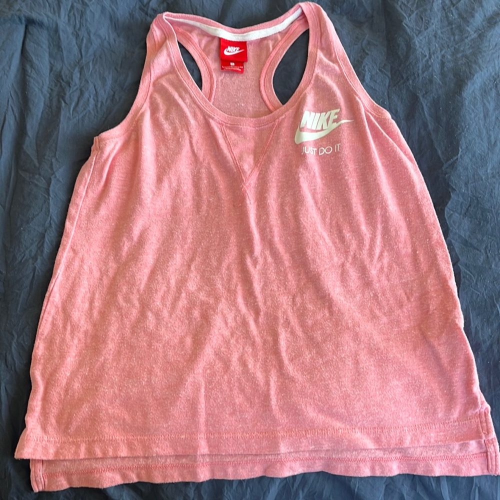 Heathered pink/white organically grown cotton/recycled polyester Nike Tank top